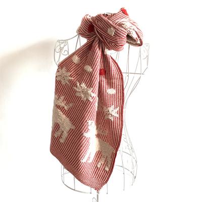 China 1.99usd Christmas Festival Long Deer Pattern Winter Pashmina Jacquard Scarf Fashion Woolen Knitting Shawl for sale