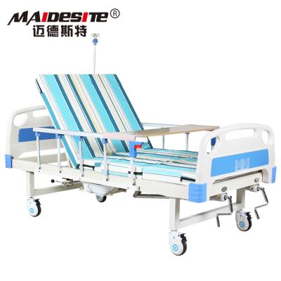 China Hospital Bed Manual 2 Cranks Hospital Bed With Toilet Hole Multi Function Hospital Bed for sale