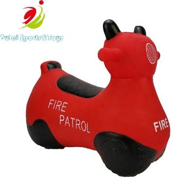 China Inflatable Toy Kids Toys Inflatable PVC Hopper Bouncing Scooter Fire Truck For Jumping Game for sale