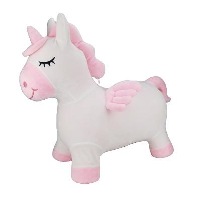 China Toy Kids Inflatable Sport Play Inflatable Ride On Jumping Animals Unicorn Hopper With Canvas Cover for sale