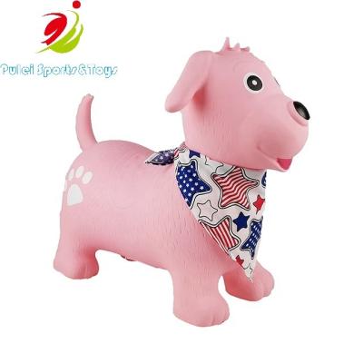 China Toy Inflatable Kids PVC Inflatable Jumping Animal Toys Red Bouncy Hopper Puppy With Pump for sale