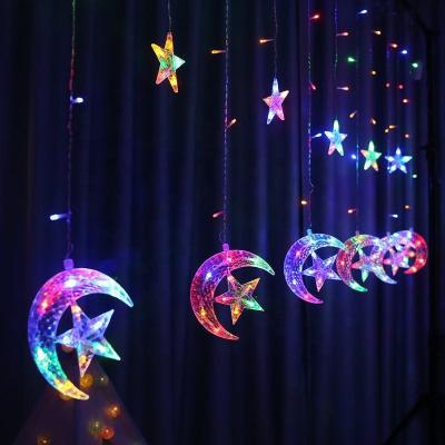 China Decorative led curtain lights ins room decorative star colored moon string wholesale for sale