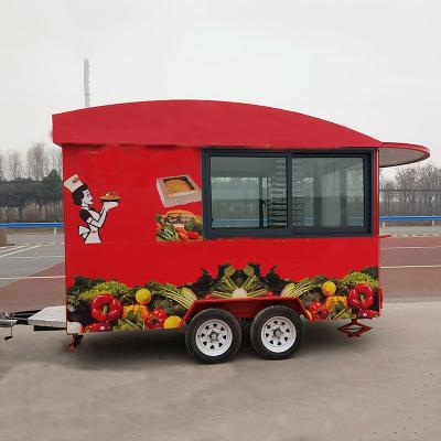 China Customizable Vegetable Processing Plant Stype Snack Vending Food Cart Moving Towable Snack Fast Food Trailer for sale