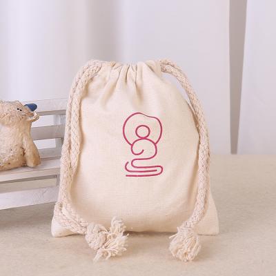 China Custom Rope Handle Cotton Canvas Bag Drawstring Exquisite Mouth Drawstring Bag With Logo Cotton Drawstring Bag for sale