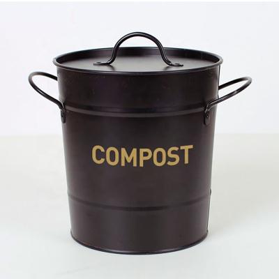 China Retro Sustainable Household Galvanized Kitchen Compost Bucket Customized Metal Compost Bin for sale