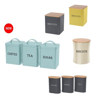 China European Hot Sale Customized Tin Canister Sets For Tea Coffee Sugar Storage Jar For Food Metal Kitchen Canister for sale