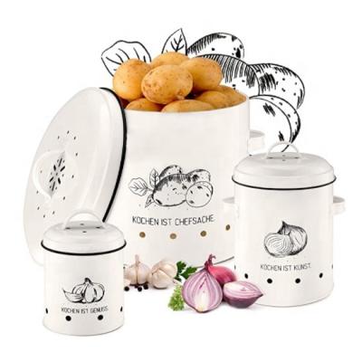 China Hot Selling Freshness Keeping Amazon Potato Storage Box Kitchen Metal Onion Garlic Storage Potato Bin for sale