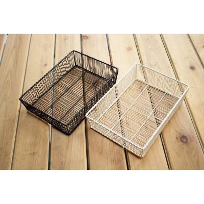 China Wholesale Durable Viable Plant Rectangle Fruit And Vegetable Metal Round Wire Bins For Storage Metal Wire Mesh Basket for sale