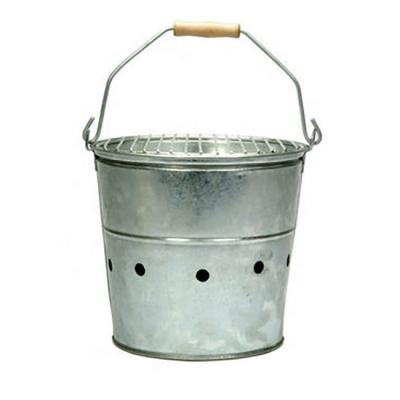 China Easily Assembled Outdoor Portable Galvanized Mini Charcoal BBQ Metal Bucket BBQ Grill for sale