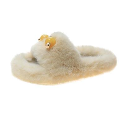 China Fashion trend wool slippers women autumn and bottom type thick non-slip warm large size plush winter new wear slippers for sale