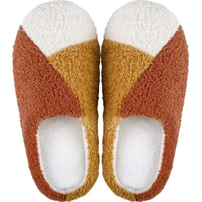 China Fashion trend new winter cotton slippers women thickened shoes lovers cow color plush indoor warm cotton-padded non-slip slipper for sale