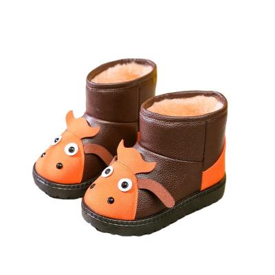 China Fashion Trend Kids Snow Boots PVC Cartoon Cow Non-slip Unique Baby Boy And Girls Winter Shoes Slip On Ankle Low-cut Warm Snow Boots for sale