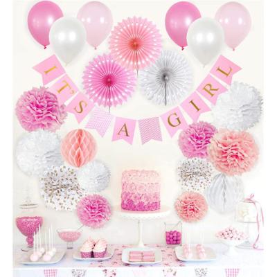 China Customized Baby Gender Reveal Celebrations Princess Girls Themes, Its A Girl Pink Party Baby Shower Decoration Girl for sale