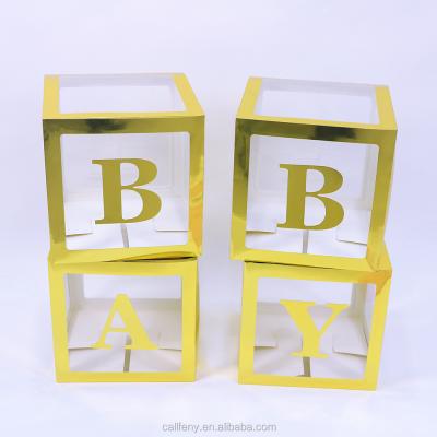 China 350gsm Transparent Paper Baby Shower Box Party Decorations Balloon Box Love Baby Blocks Party Decorations For Baby Shower Decoration for sale