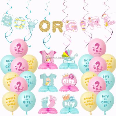 China Unique Gender Reveal Baby Shower Decor with Boy or Girl Banner Latex Balloon Centerpieces for Decorations for sale