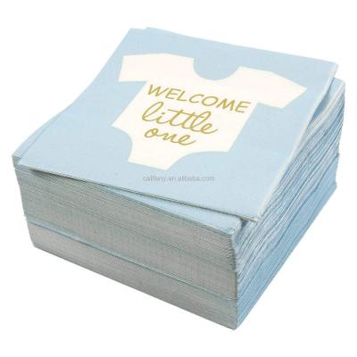 China 33x33cm Baby Shower Napkins 100 Packs Welcome Few One Party Disposable Paper Napkins For Boy Baby Shower Decorations Gender Reveal for sale