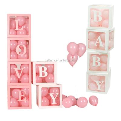 China Paper Baby Shower Boxes 4pcs Transparent Baby Balloon Boxes Party Decorations For Girl for sale