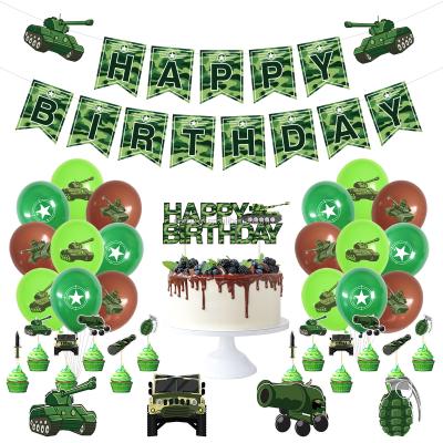 China Customized Military Theme Baby Shower Birthday Banner Balloons with Centerpieces Party Decorations for Boy for sale