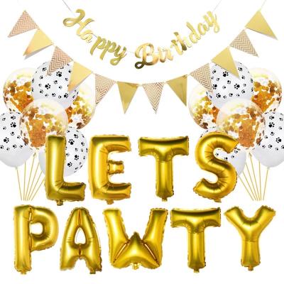 China Eco-Friendly Let Us Pawty Luxury Foil Balloon Pet Party Confetti Pet Birthday Party Decorations for sale