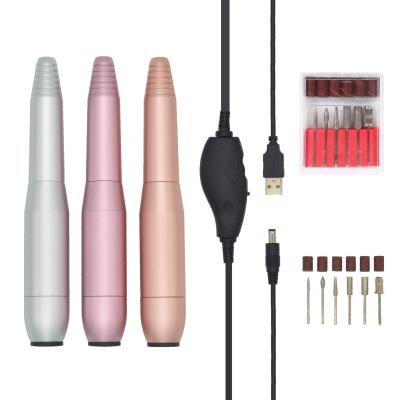 China Aluminum Alloy Material Filer Kit Nail Polish Pen Shape Electric Nail Drill Manicure Machine Set With 6 Acrylic Gel Remover Pedicure Tools Nail Art for sale