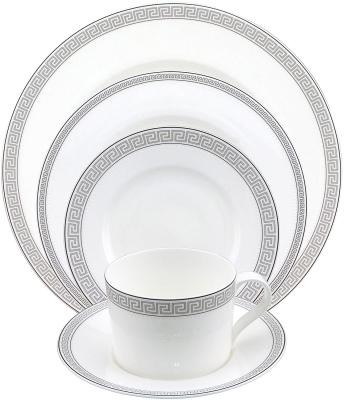 China Europe Style 20pcs Gold Rim Porcelain Disposable Dinner Set, Dinnerware Sets with Silver for sale