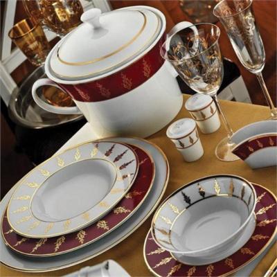 China Turkey Style 84pcs Gold Rim Porcelain Viable Dinner Set, Dinnerware Set With Gold for sale