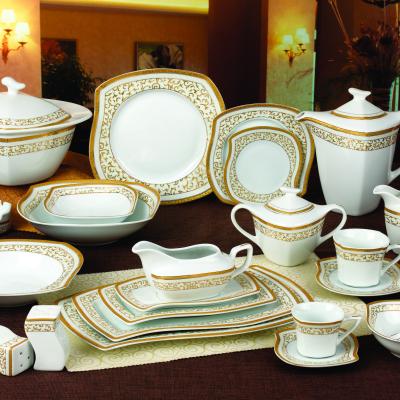 China Germany style sustainable dinner set! 120pcs S dinnerware set, fine elegance porcelain dinner set with gold for sale