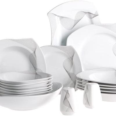 China Sustainable Porcelain 26pcs S Shape Dinnerware Set , Dinnerware Set With Design for sale