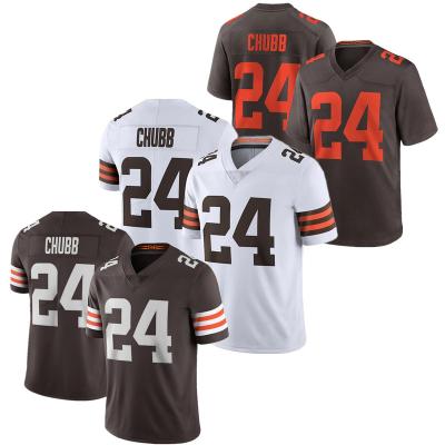 China Nick Chubb Cleveland Brown Football Jerseys 24 Stitched USA Football Limited Tank Top Game Antibacterial Tank Tops - Brown for sale