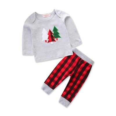 China 2pcs Antibacterial Soft Pure Cotton Baby Clothes Set Long Sleeve Christmas Toddler Baby Boy Girl Infant Outfits for sale