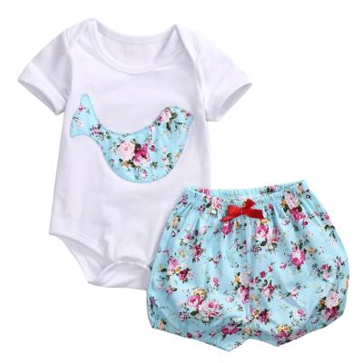 China Casual Baby Romper 2pcs/set Newborn Baby Clothes 2017 Summer Fashion Flower Print Kids Baby Soft Cotton Romper for sale