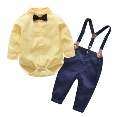 China ENGLAND NAME Hot Sale Birthday Gift Kids 2 Pieces Sets Long Sleeve Shirts Coveralls Baby Boy Clothes for sale