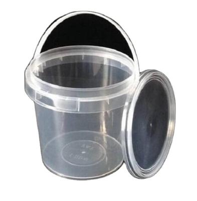 China Feature Eco-friendly Plastic Round Plastic Bucket With Handle And Lid For Food for sale