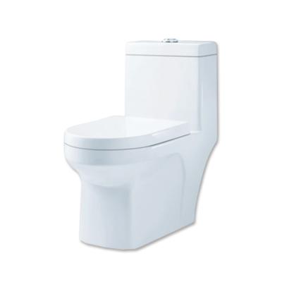 China Double-Flow Solid Flush Valve Toilet One Piece White Ceramic WC Toliet for sale