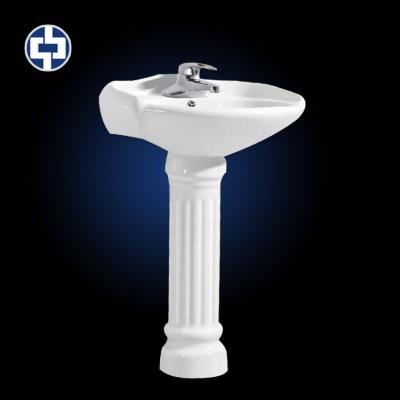 China Eco-friendly save-hot-water-exchange faucet pedestal wash sink high quality with solid wood cabinet favorable price for sale