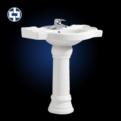 China Eco-friendly cool-hot-exchange water faucet save pedestal wash sink high quality ceramic pedestal floor washbasin for sale