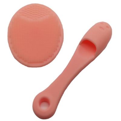 China Personal Care 2PCS Portable Soft Pink Silicone Face Cleansing Brush for sale