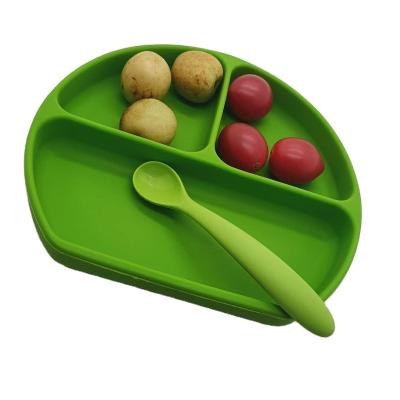 China Kids Eco - Friendly Soft Green Silicone Microwave Dinner Plates for sale