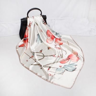 China Wholesale Fashion Digital Printing 90*90cm Scarves Handbag Neck Decoration Square Satin Silk Scarf for sale