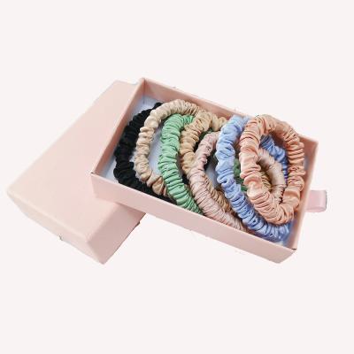 China Fashion 1cm Silk Hair Scrunchies Hair Tie Rainbow 6 Color Rings Silk Hair Scrunchies for sale