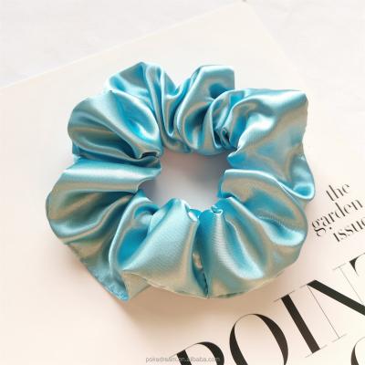 China Wholesale Fashion Women Solid Color Satin Silk Tie Hair Scrunchies Ponytail Holder Hair Rope Rings Hair Accessory for sale