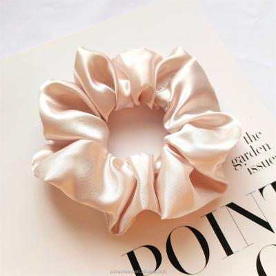 China New fashion style multi color oversized pure silk satin hair scrunchies for girl hair ties scrunchies for sale