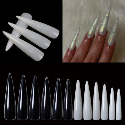 China Flexibility Box 504pcs Hot Selling Nail Tips Long Water Drop Headed Curved Soft Traceless Gel Nail Tips for sale