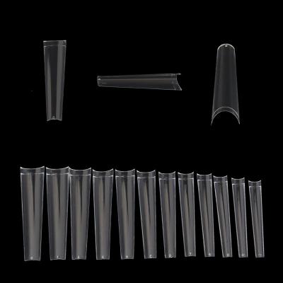 China 504pcs/Bag Flexibility Nail Factory Clear Natural ABS False Nail Tips Half Cover Coffin 3XL French Tips Nail for sale