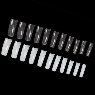 China 550Pcs Flexibility Clear Long Square False Nail Tips, Half Cover Artificial Nails Nature Tips Nail Seller for sale