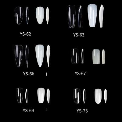 China New 6 Different Types Short Clear Natural Soft Gel Flexibility Nail Tips C Curve Water Drop French Square Nails Tips for sale