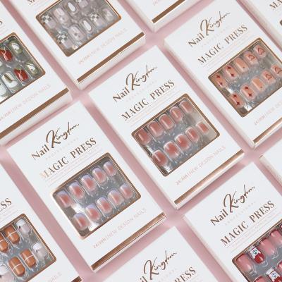 China Flexibility Nail Art Wear Armor Ballet French Pointed Nail Seamless False Nail Piece Manicure Tips Plastic Finger Extension 24PCS/Box for sale