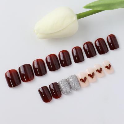 China 24Pcs/Set Flexibility False Nail Correction Finished Wearing European And American Armor Removable Ballet Armor French Manicure Nails for sale