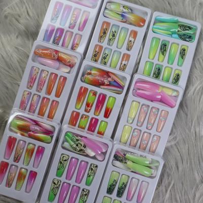 China Wholesale New Style Flexibility Design 3D Fake Acrylic High Quality Colored Luxury Bulk Custom Press On Nails Packaging Box Seller for sale