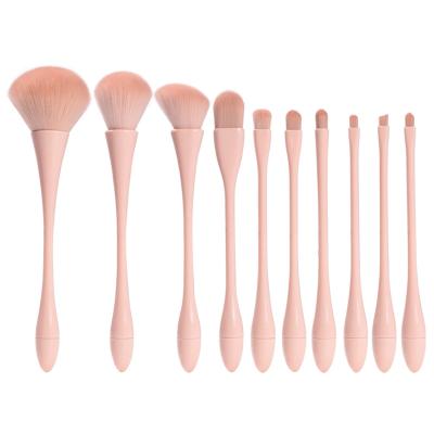 China Angular Blush Anzini 10pcs High quality professional cosmetics brush soft fiber bristles plastic handle vegan makeup brush set with bag for sale